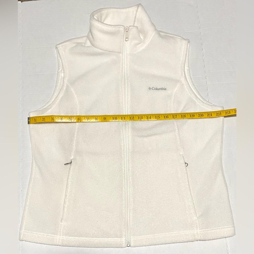 Columbia Womens XL Solid Cream Fleece Sleeveless Zip-Front Vest Classic Warm - Picture 11 of 13
